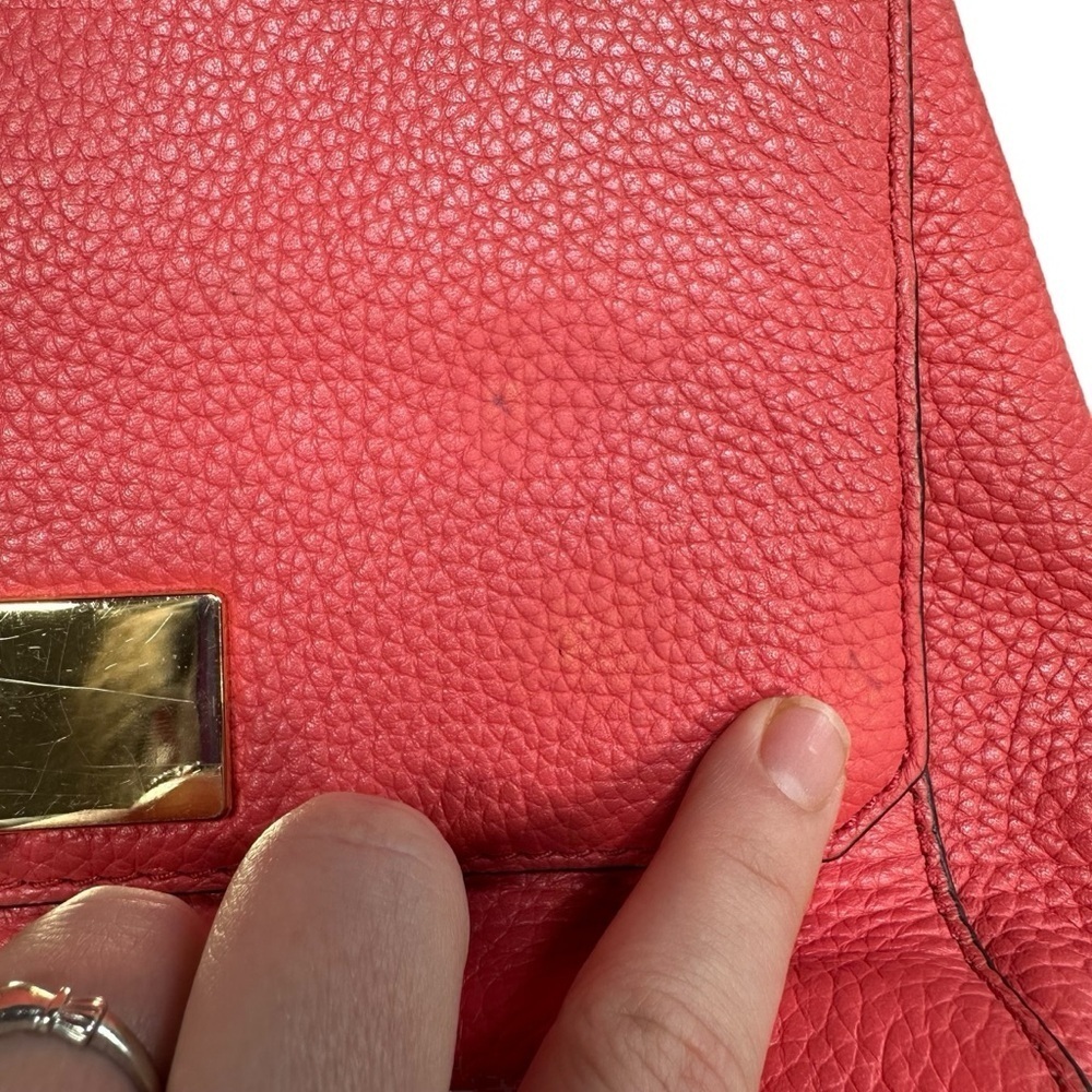 Michael Kors Callie Pebbled Pink Leather Top Handle Purse Satchel Bag No Strap - Picture 14 of 14